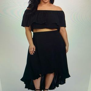 Torrid two-piece dress, High low skirt and crop top